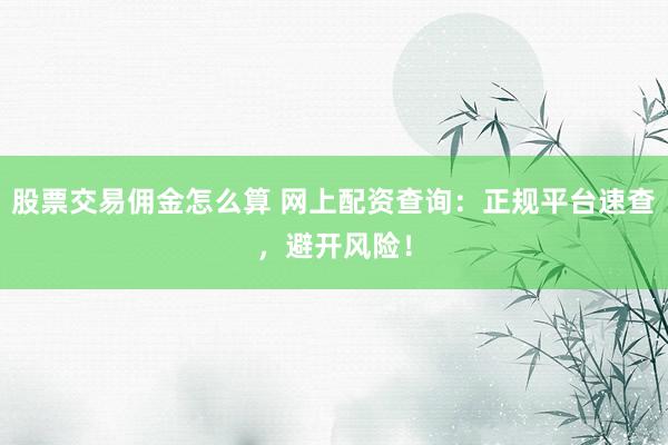 股票交易佣金怎么算 网上配资查询：正规平台速查，避开风险！