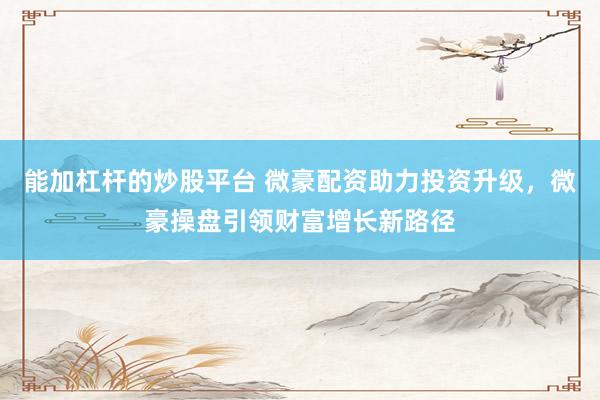 能加杠杆的炒股平台 微豪配资助力投资升级，微豪操盘引领财富增长新路径