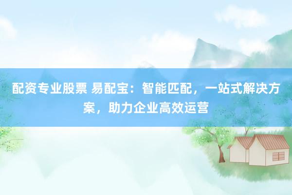 配资专业股票 易配宝：智能匹配，一站式解决方案，助力企业高效运营