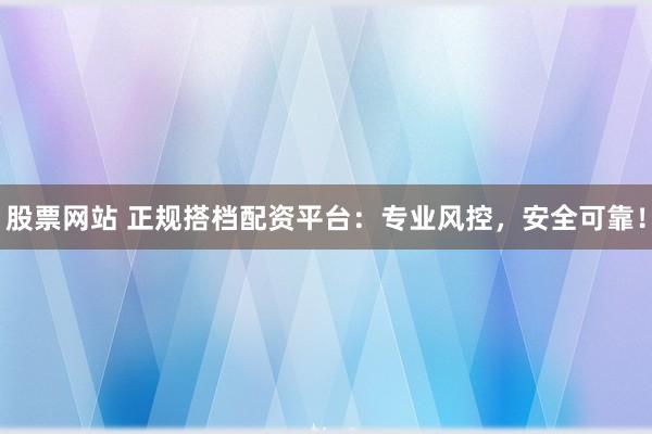 股票网站 正规搭档配资平台：专业风控，安全可靠！