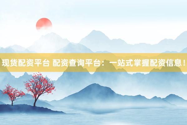 现货配资平台 配资查询平台：一站式掌握配资信息！