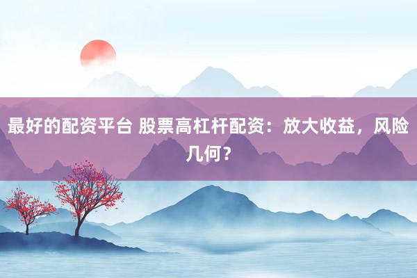 最好的配资平台 股票高杠杆配资：放大收益，风险几何？