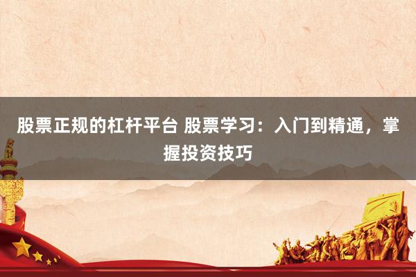 股票正规的杠杆平台 股票学习：入门到精通，掌握投资技巧