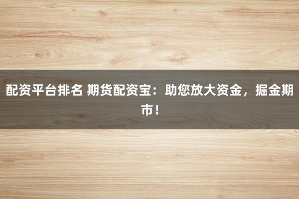 配资平台排名 期货配资宝：助您放大资金，掘金期市！