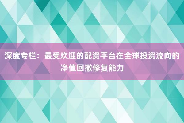 深度专栏：最受欢迎的配资平台在全球投资流向的净值回撤修复能力