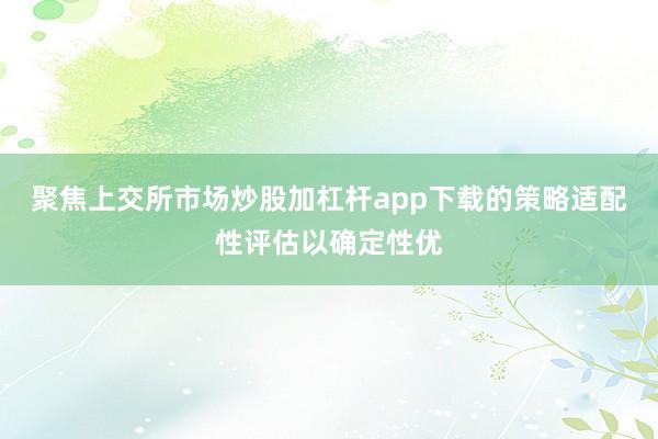 聚焦上交所市场炒股加杠杆app下载的策略适配性评估以确定性优