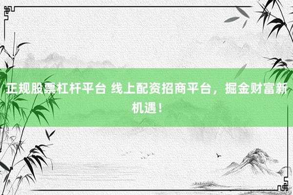 正规股票杠杆平台 线上配资招商平台，掘金财富新机遇！