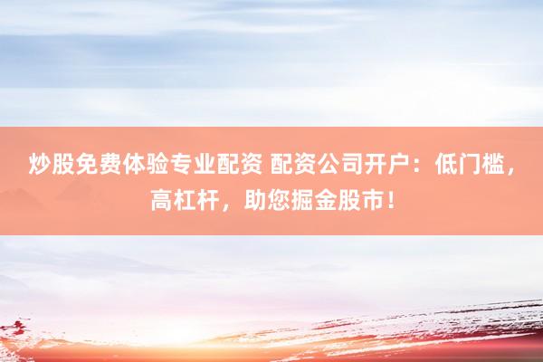 炒股免费体验专业配资 配资公司开户：低门槛，高杠杆，助您掘金股市！