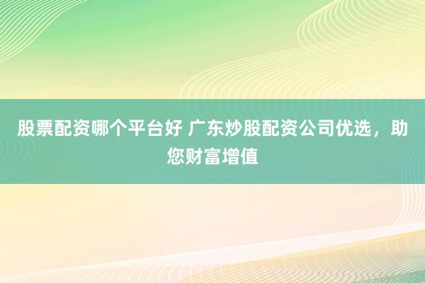 股票配资哪个平台好 广东炒股配资公司优选，助您财富增值